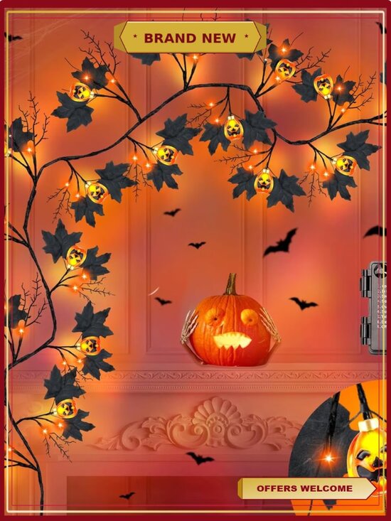 Other - 6FT Halloween Willow Vine Lights 54 LED 8 Modes Waterproof Battery Operated